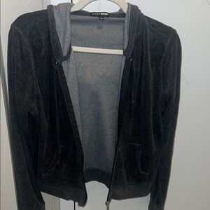 Fashion Nova dark gray Velour Zip Hoodie Jacket